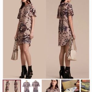 Burberry London England NEW Size 2 ANTHIA Silk Floral Ash Rose Mini $850 Dress